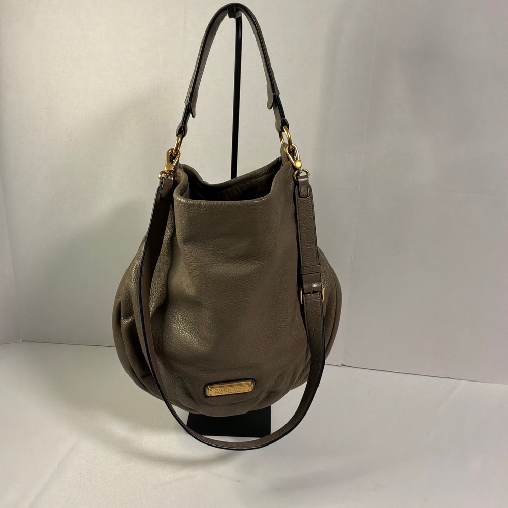 Marc By Marc Jacobs Hillier Hobo Bag Large Taupe Leather Crossbody Handbag